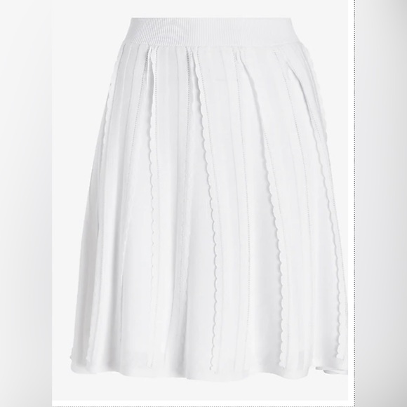 New With Tags Express High Waisted Scalloped Pleated Mini Sweater Skirt Size M - Picture 1 of 7